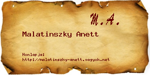 Malatinszky Anett névjegykártya